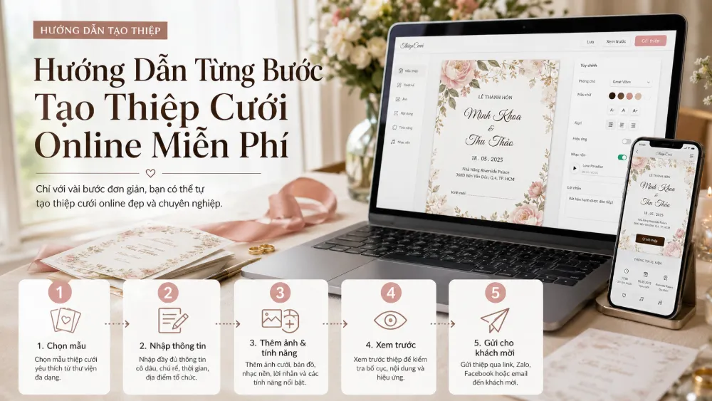 Cách Tạo Thiệp Cưới Online Miễn Phí Trong 5 Phút: Hướng Dẫn Chi Tiết Từng Bước