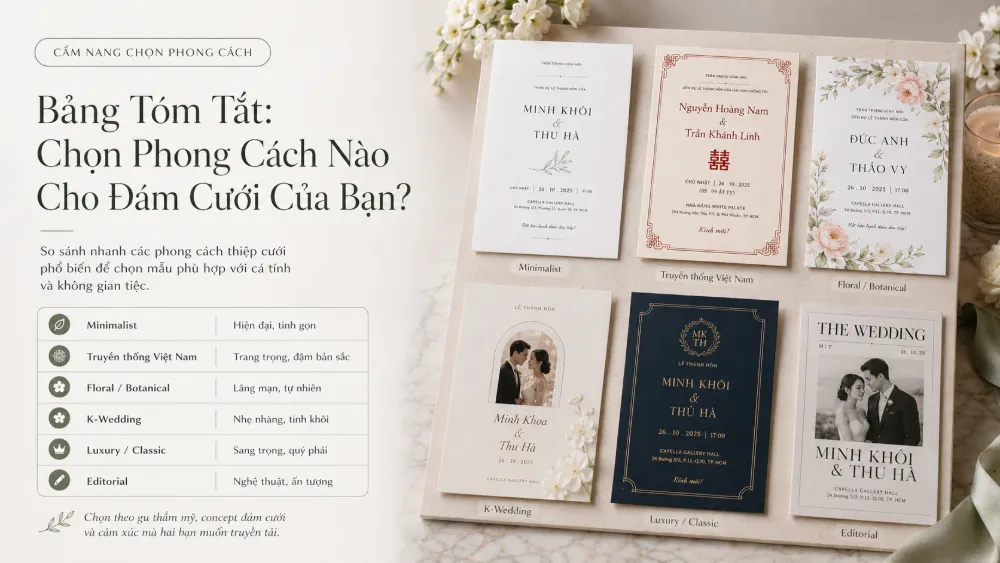 Top Mẫu Thiệp Cưới Online Đẹp Nhất 2026 — Chọn Đúng Phong Cách Cho Đám Cưới Của Bạn