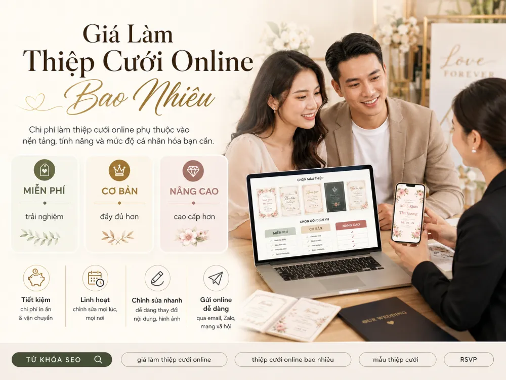 Giá Làm Thiệp Cưới Online Bao Nhiêu? So Sánh Chi Phí Với Thiệp Giấy