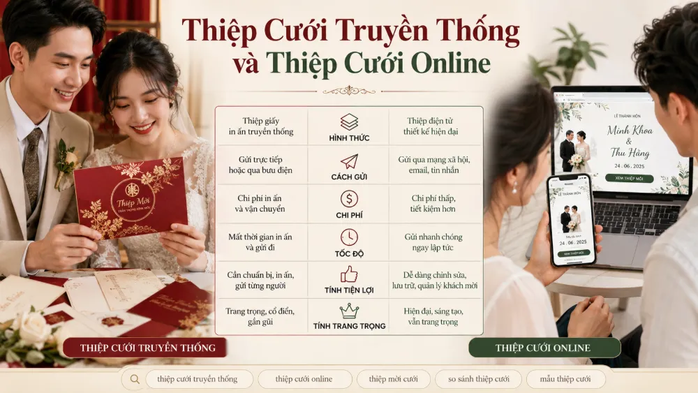 Thiệp Cưới Truyền Thống và Thiệp Cưới Online: Nên Chọn Loại Nào Cho Đám Cưới Của Bạn?