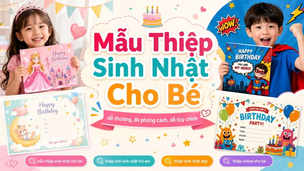 Mẫu Thiệp Sinh Nhật Cho Bé, Trẻ Em Dễ Thương Nhất