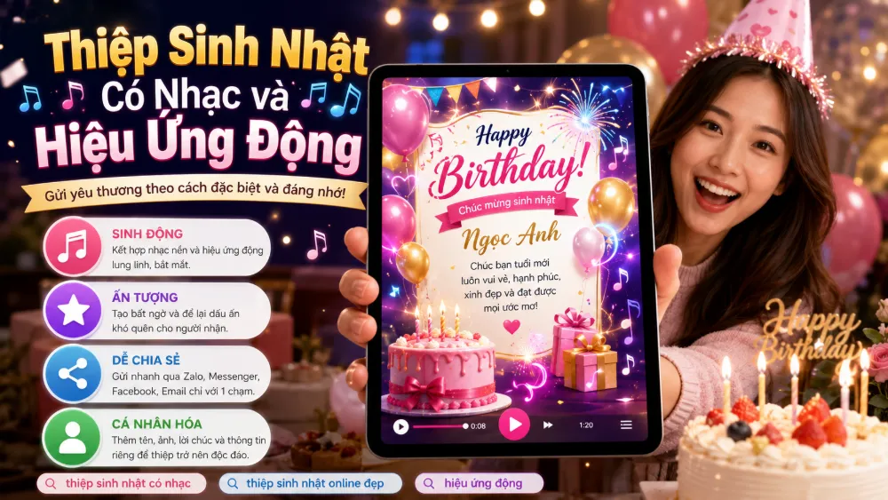 Thiệp Sinh Nhật Có Nhạc và Hiệu Ứng Động: Tạo Như Thế Nào?
