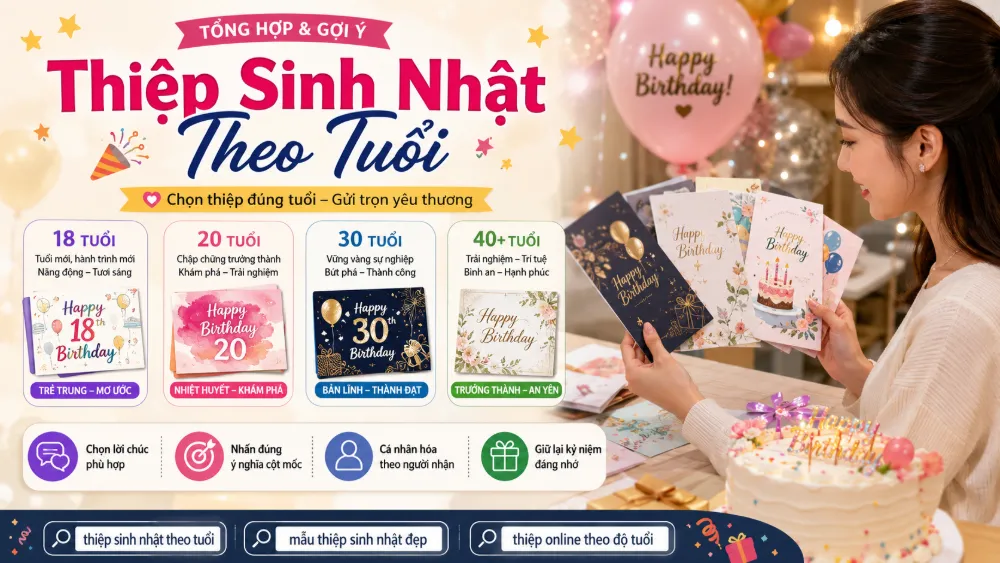 Thiệp Sinh Nhật Tuổi 18, 20, 30 Ý Nghĩa, Đáng Nhớ