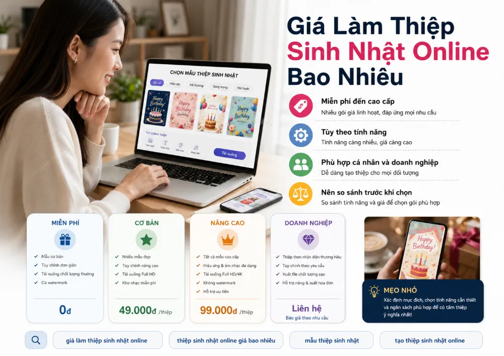 Giá Làm Thiệp Sinh Nhật Online Bao Nhiêu? So Sánh Với Thiệp Giấy