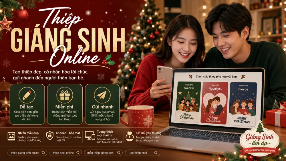 Thiệp Giáng Sinh Online: Mẫu Đẹp + Lời Chúc Noel Ấm Áp Nhất