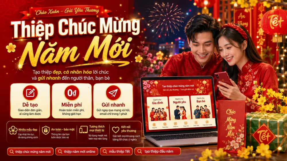 Thiệp Chúc Mừng Năm Mới & Thiệp Tết Online: Mẫu Đẹp, Sang Trọng Nhất 2026